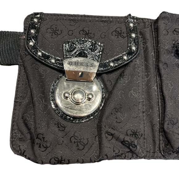 GUESS Belt Bag Y2K Magnetic Closure 2 Zippered Pockets Fits up to 27" Waist - Picture 3 of 13